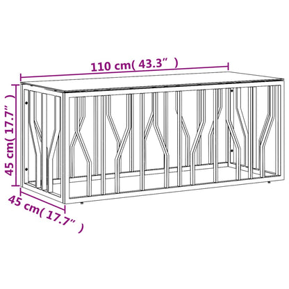 Mesa De Centro Acero Inoxidable Y Vidrio 110X45X45 Cm