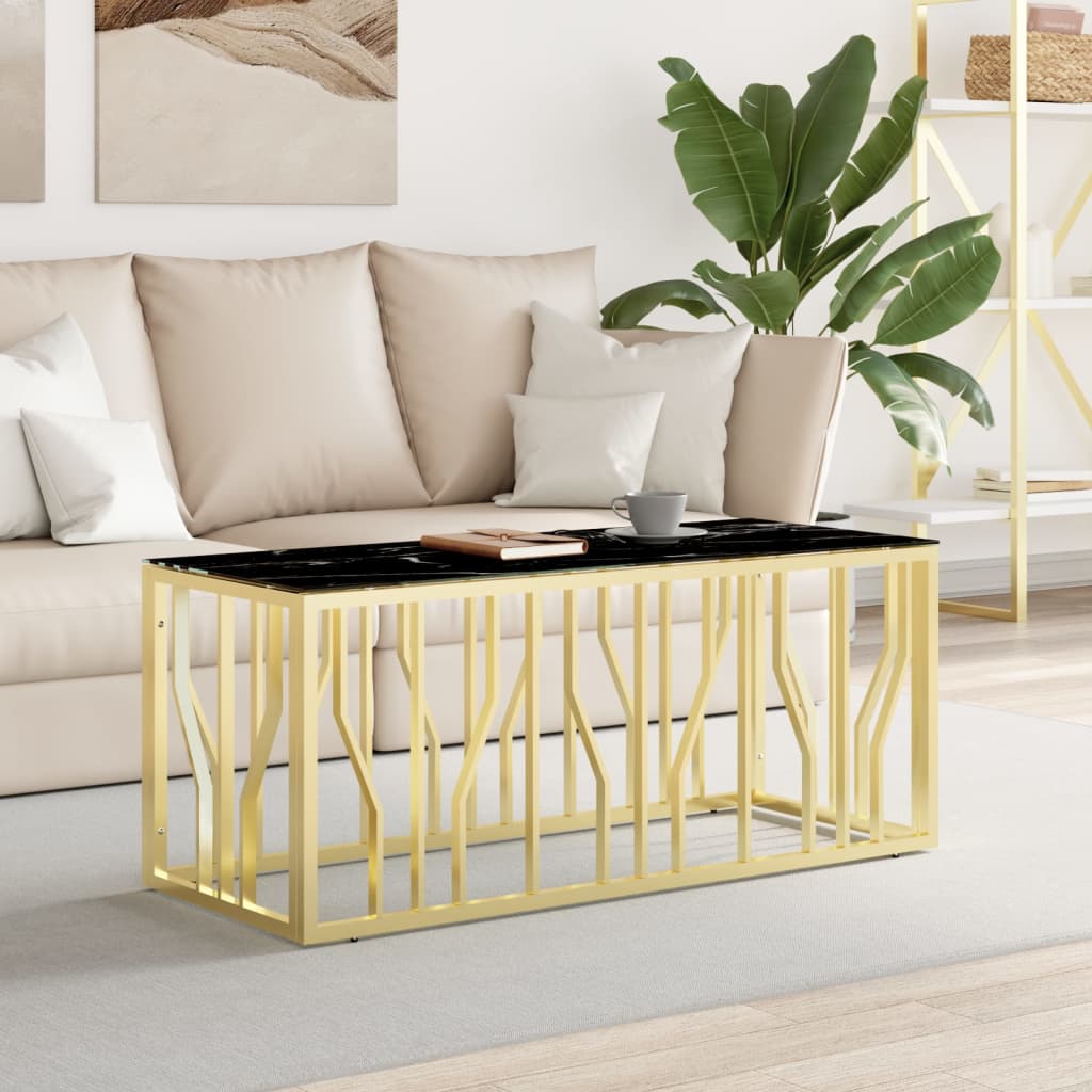 Mesa De Centro Acero Inoxidable Y Vidrio 110X45X45 Cm