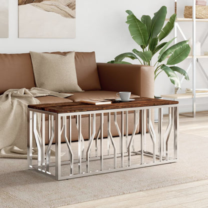 Mesa De Centro Acero Inoxidable Y Vidrio 110X45X45 Cm