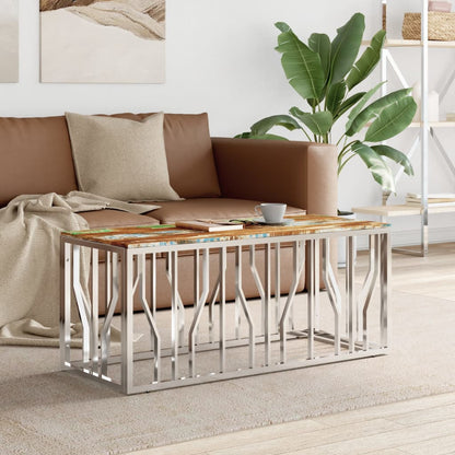 Mesa De Centro Acero Inoxidable Y Vidrio 110X45X45 Cm