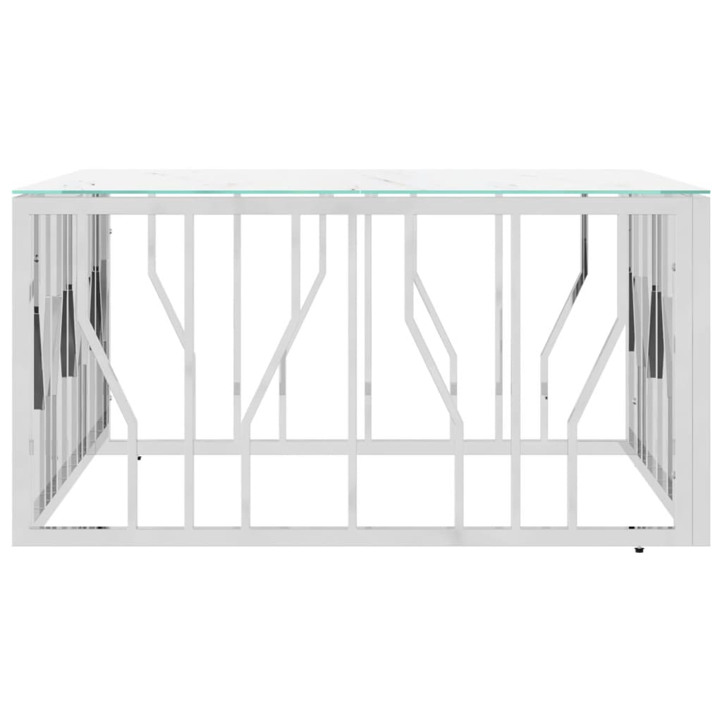 Mesa De Centro Acero Inoxidable Y Vidrio Plateado 80X80X40 Cm