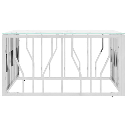 Mesa De Centro Acero Inoxidable Y Vidrio Plateado 80X80X40 Cm