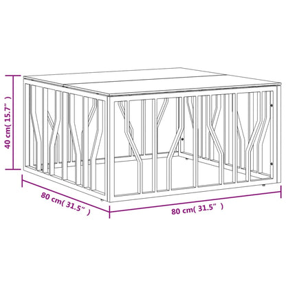 Mesa De Centro Acero Inoxidable Y Vidrio Plateado 80X80X40 Cm