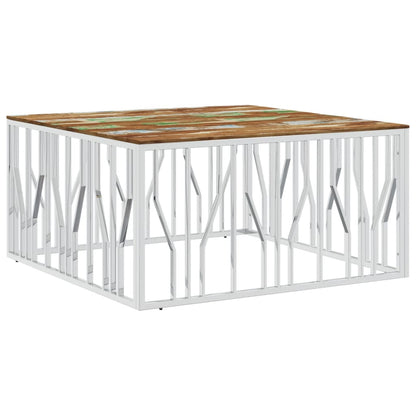 Mesa De Centro Acero Inoxidable Y Reciclada Plateado