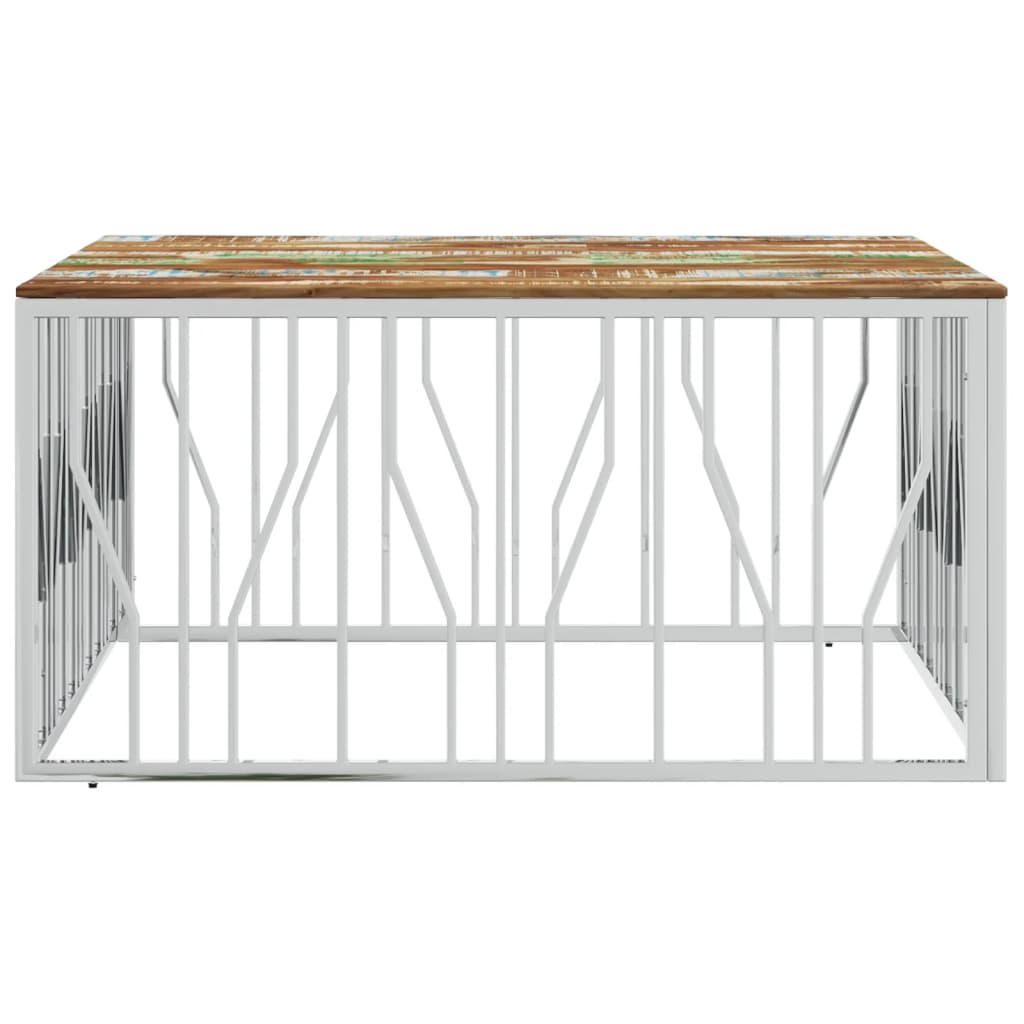 Mesa De Centro Acero Inoxidable Y Reciclada Plateado