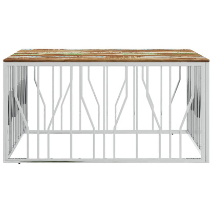 Mesa De Centro Acero Inoxidable Y Reciclada Plateado