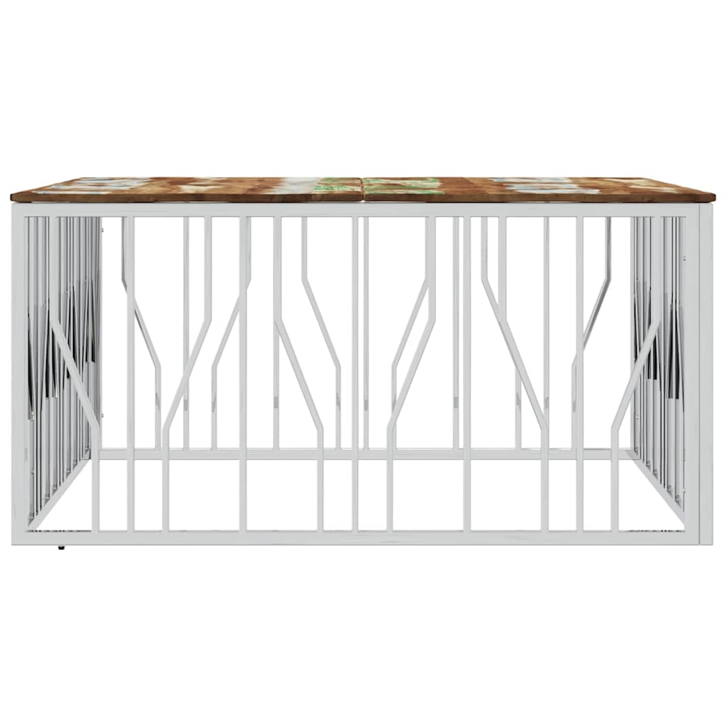 Mesa De Centro Acero Inoxidable Y Reciclada Plateado