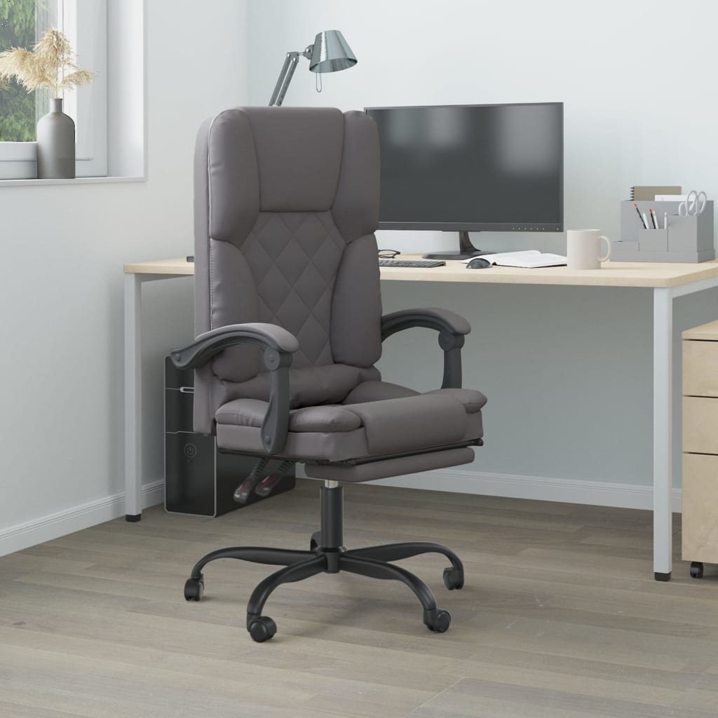 Silla De Oficina Reclinable Masaje Cuero Sintético Color