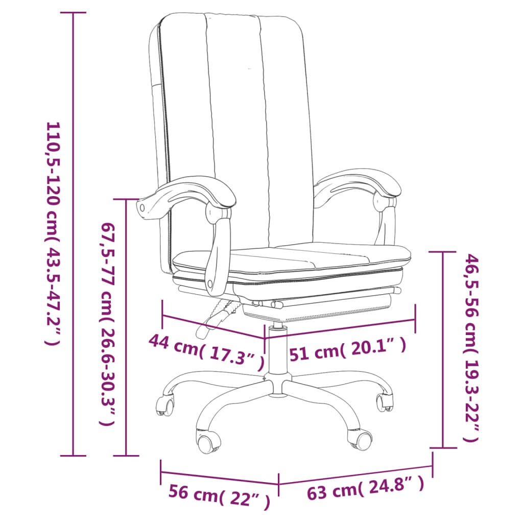 Silla De Oficina Reclinable Cuero Sintético