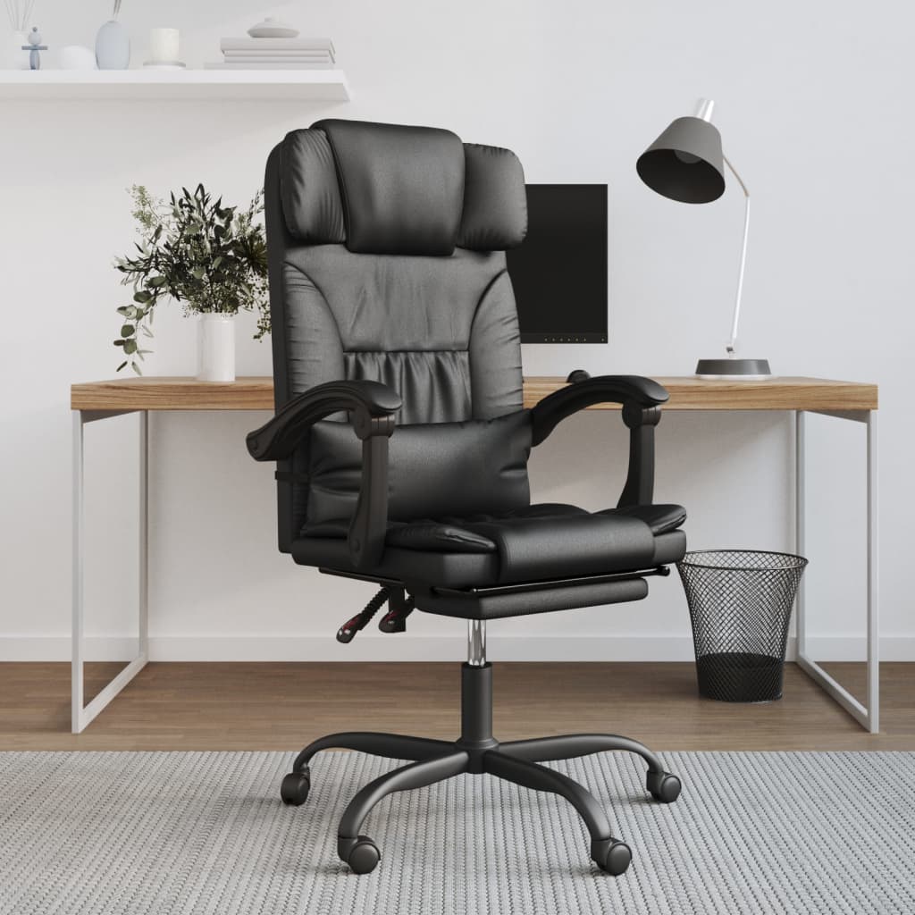 Silla De Oficina Reclinable Masaje Cuero Sintético Color