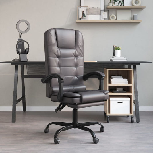 Sillón De Oficina Reclinable Con Masaje, De Piel Sintética