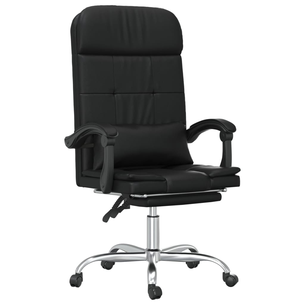 Sillón De Oficina Reclinable Con Masaje, De Piel Sintética Negra