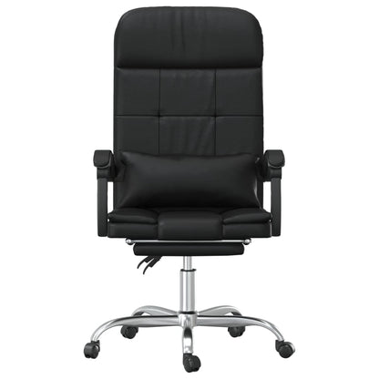 Sillón De Oficina Reclinable Con Masaje, De Piel Sintética Negra