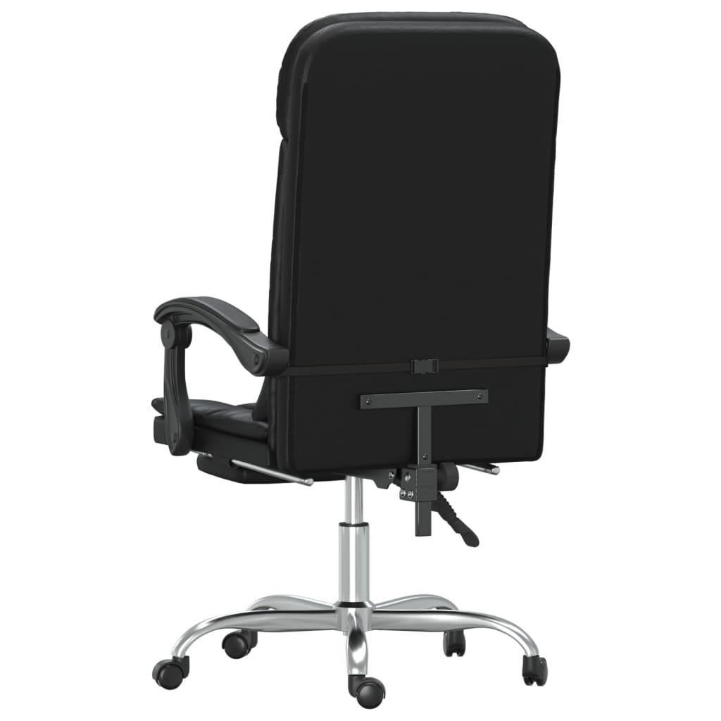 Sillón De Oficina Reclinable Con Masaje, De Piel Sintética Negra