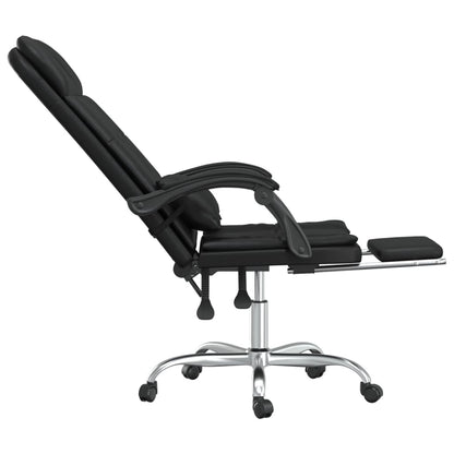 Sillón De Oficina Reclinable Con Masaje, De Piel Sintética Negra