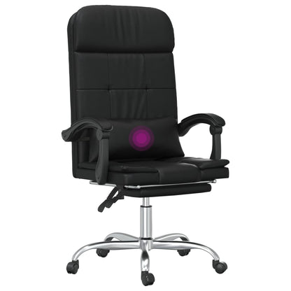 Sillón De Oficina Reclinable Con Masaje, De Piel Sintética Negra