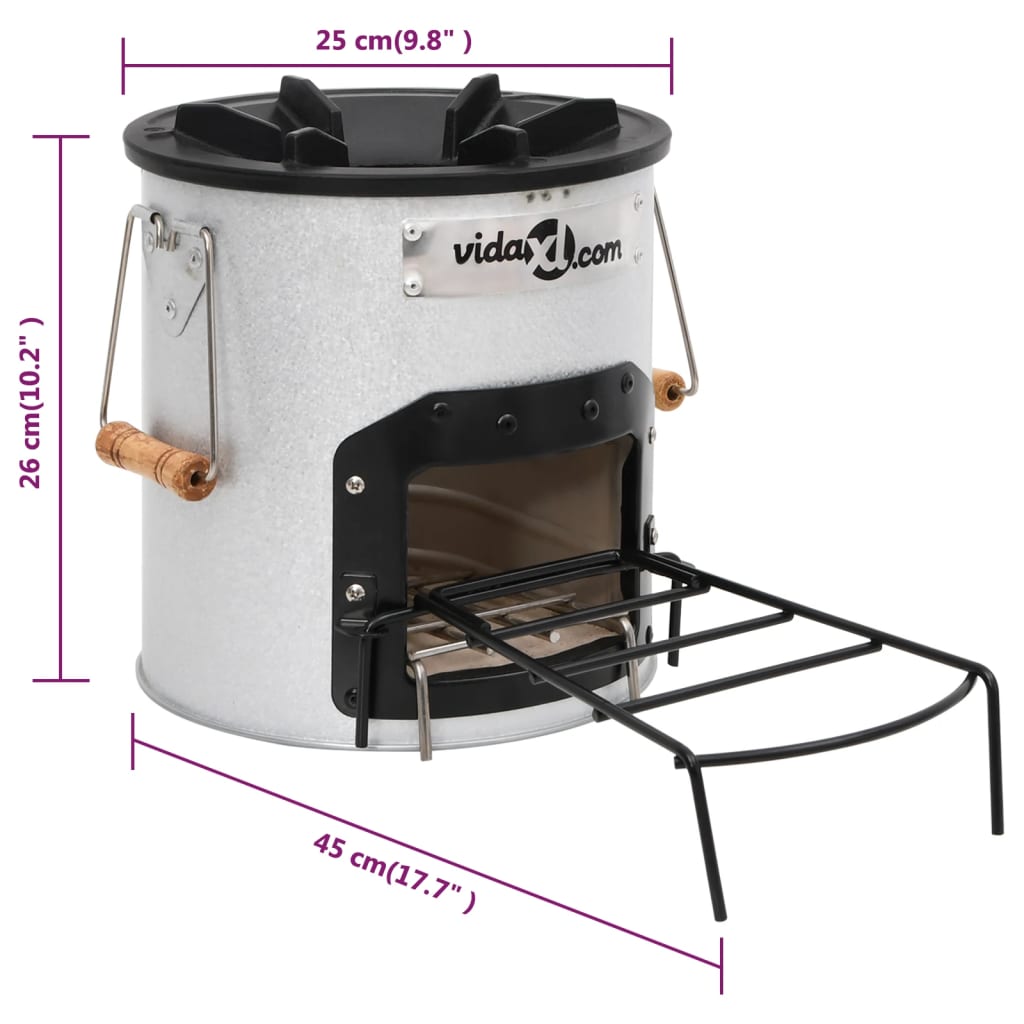 Hornillo De Leña Para Camping Acero Plateado 45X25X26 Cm