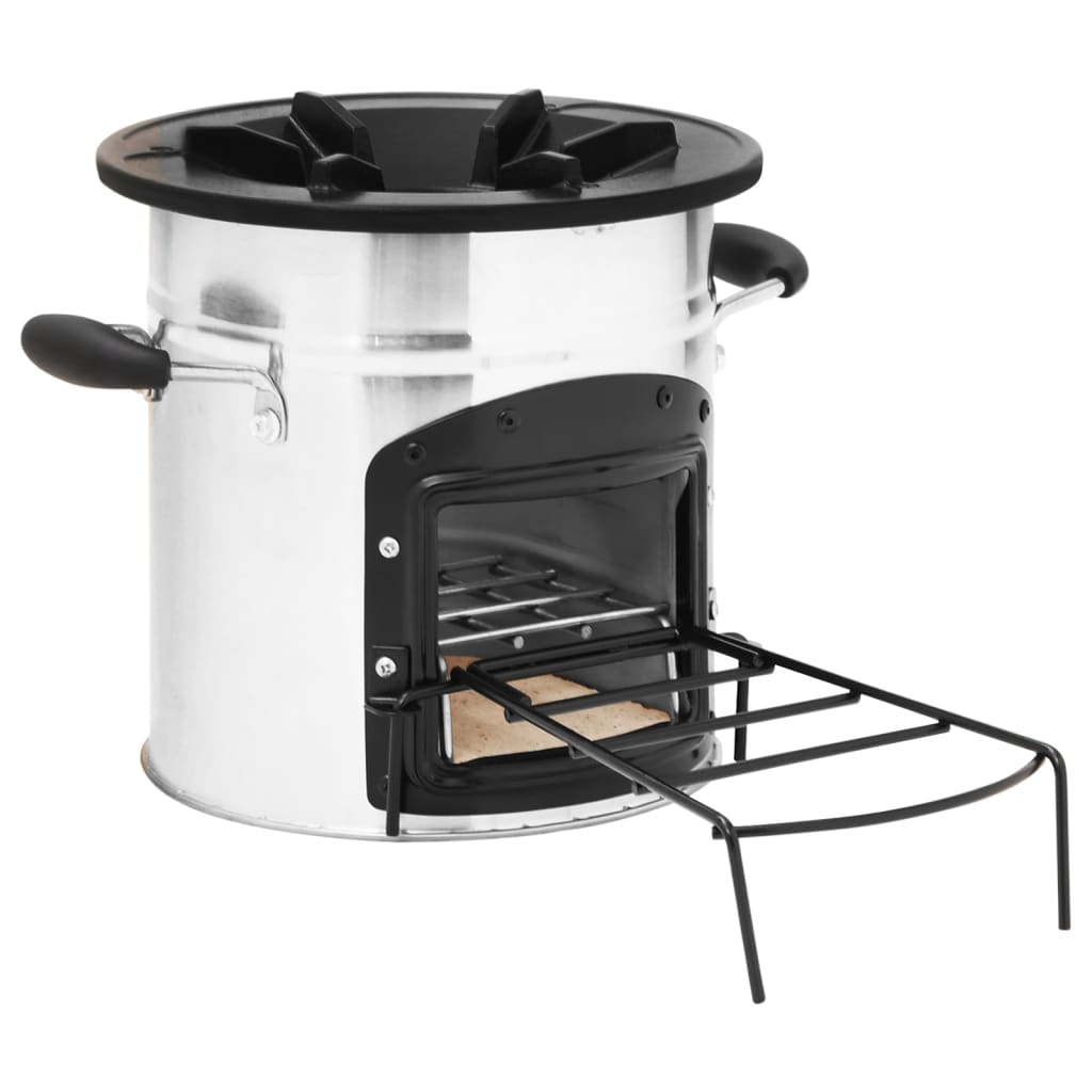 Cocina Leña Camping Acero Inoxidable Plateado 45,5X33X25,5 Cm