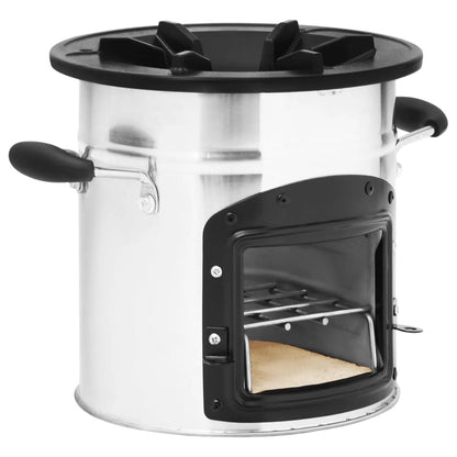 Cocina Leña Camping Acero Inoxidable Plateado 45,5X33X25,5 Cm