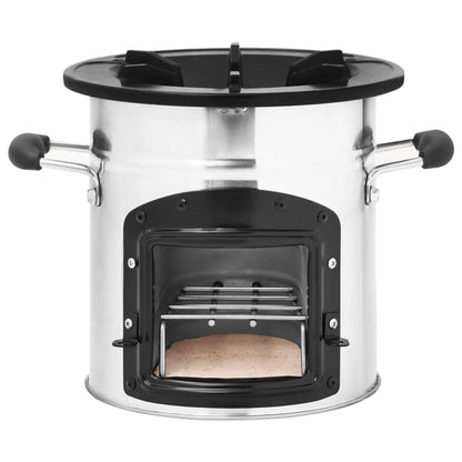 Cocina Leña Camping Acero Inoxidable Plateado 45,5X33X25,5 Cm