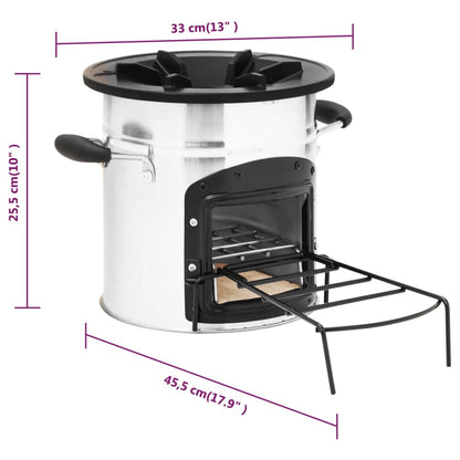 Cocina Leña Camping Acero Inoxidable Plateado 45,5X33X25,5 Cm