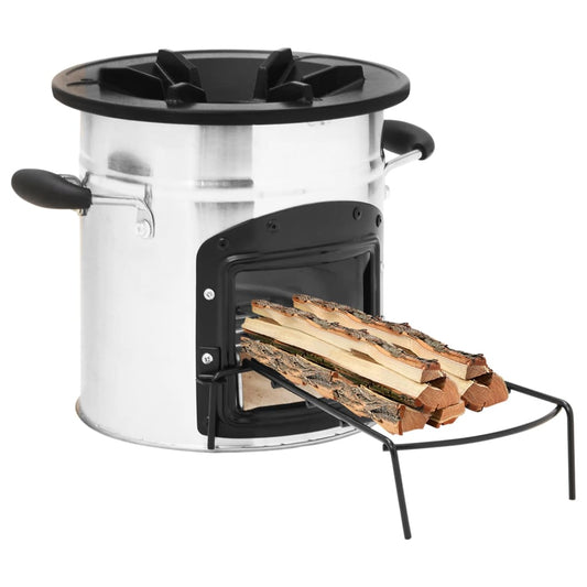 Cocina Leña Camping Acero Inoxidable Plateado 45,5X33X25,5 Cm