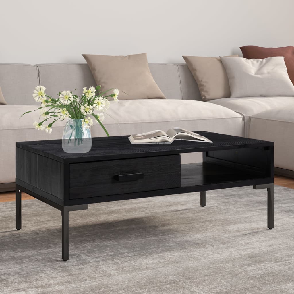 Mesa De Centro Madera Maciza De Pino 90X50X35 Cm