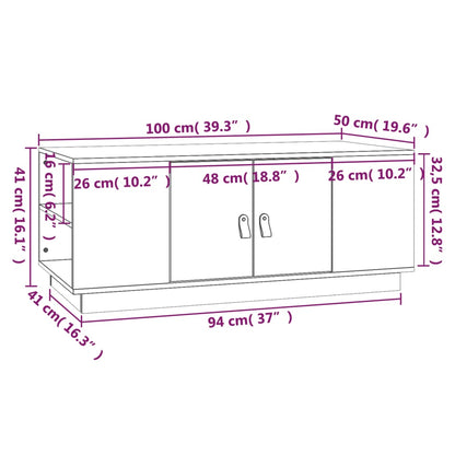 Mesa De Centro De Madera Maciza De Pino 100X50X41 Cm