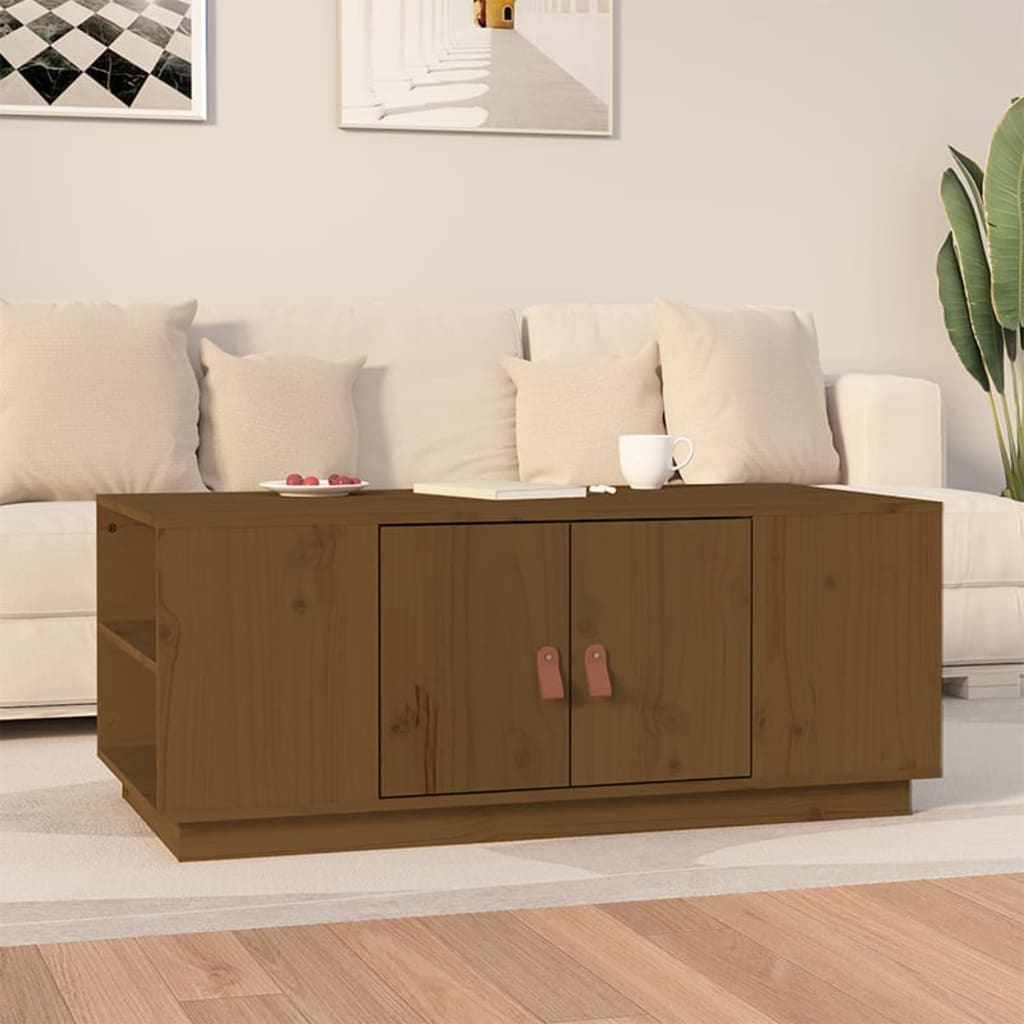 Mesa De Centro De Madera Maciza De Pino 100X50X41 Cm
