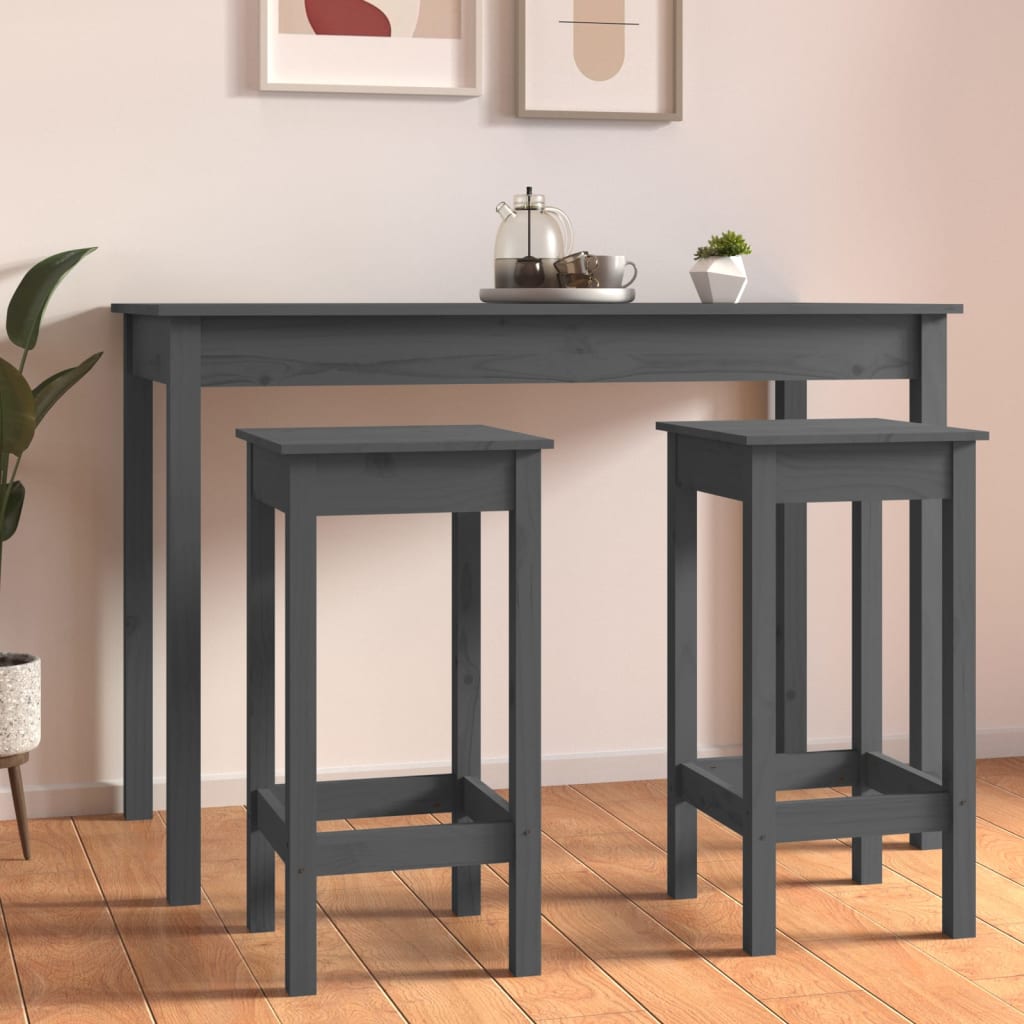 Taburetes Altos 2 Uds Madera Maciza De Pino 40X41,5X112 Cm