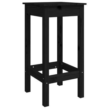 Taburetes Altos 2 Uds Madera Maciza De Pino Negro 40X40X78 Cm