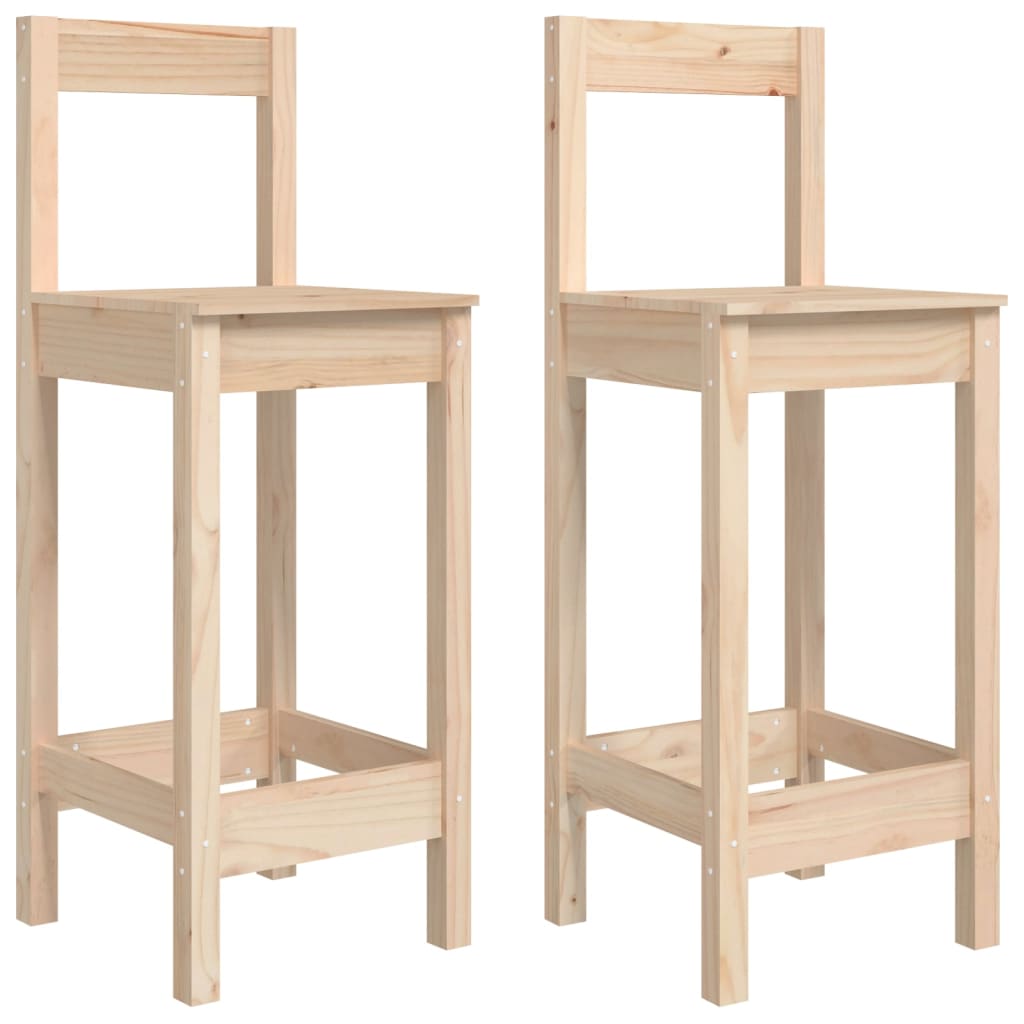 Taburetes Altos 2 Uds Madera Maciza De Pino 40X41,5X112 Cm