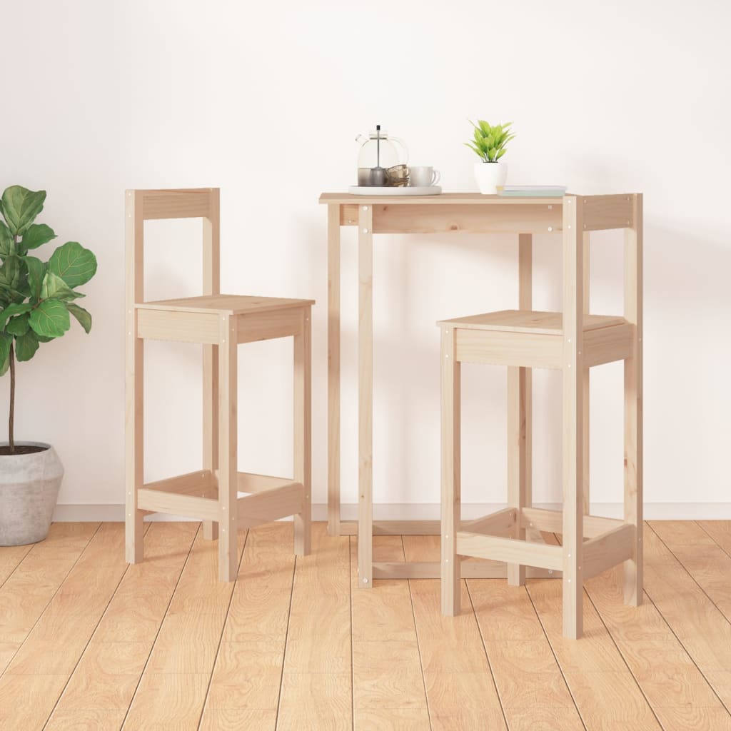 Taburetes Altos 2 Uds Madera Maciza De Pino 40X41,5X112 Cm