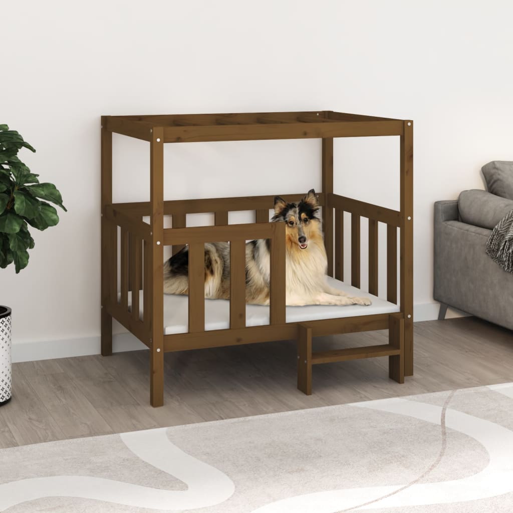 Cama Para Perros Madera Maciza De Pino 95,5X73,5X900 Cm