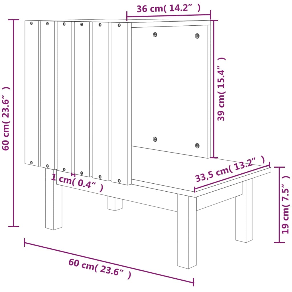 Casa Para Gatos De Madera Maciza De Pino 60X36X60 Cm