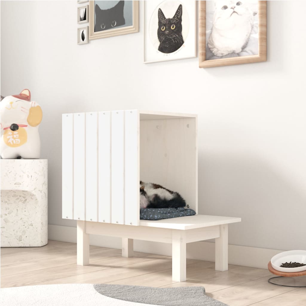 Casa Para Gatos De Madera Maciza De Pino 60X36X60 Cm