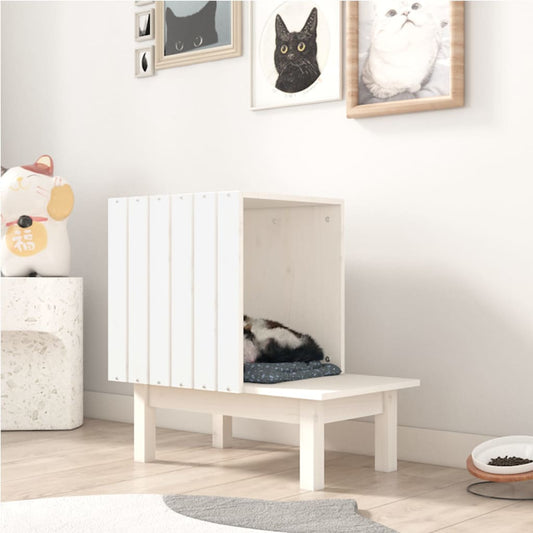 Casa Para Gatos De Madera Maciza De Pino 60X36X60 Cm