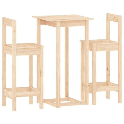 Set De Bar 3 Piezas Madera Maciza De Pino