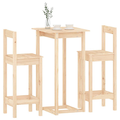 Set De Bar 3 Piezas Madera Maciza De Pino