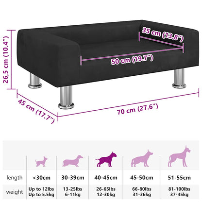 Cama Para Perros De Terciopelo Negra 70X45X26,5 Cm