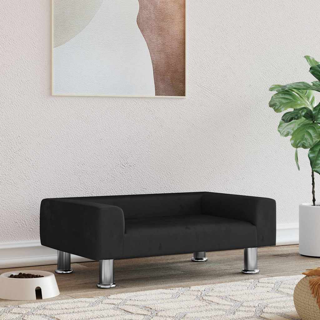 Cama Para Perros De Terciopelo Negra 70X45X26,5 Cm