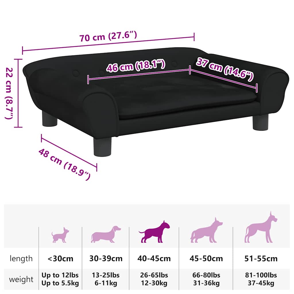 Cama Para Perros De Terciopelo Negra