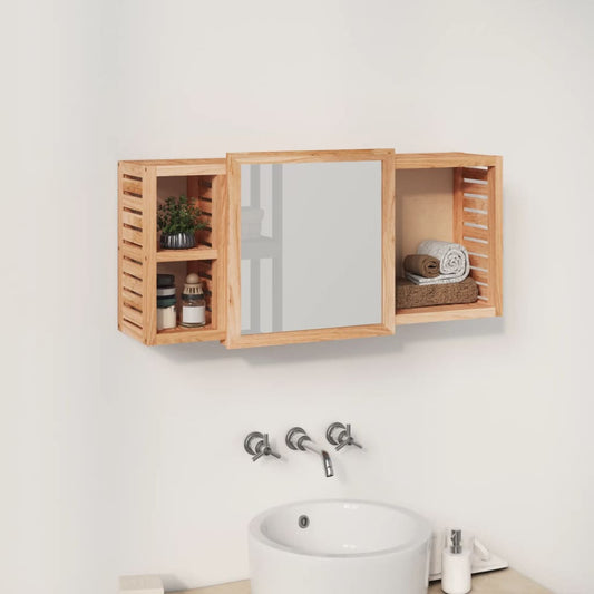 Armario Con Espejo Madera Maciza Nogal 80X17X34 Cm