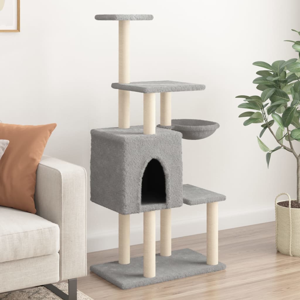 Rascador Para Gatos Con Postes De Sisal 131 Cm