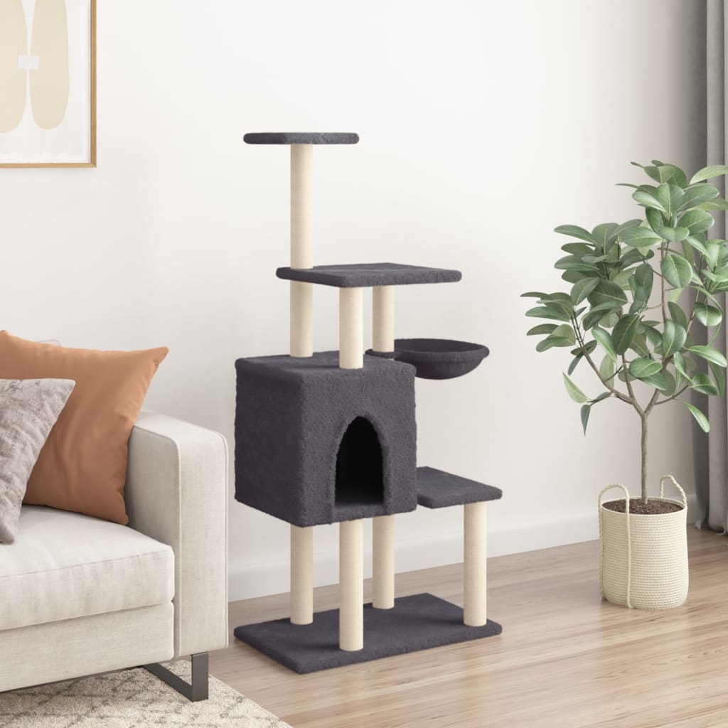 Rascador Para Gatos Con Postes De Sisal 131 Cm