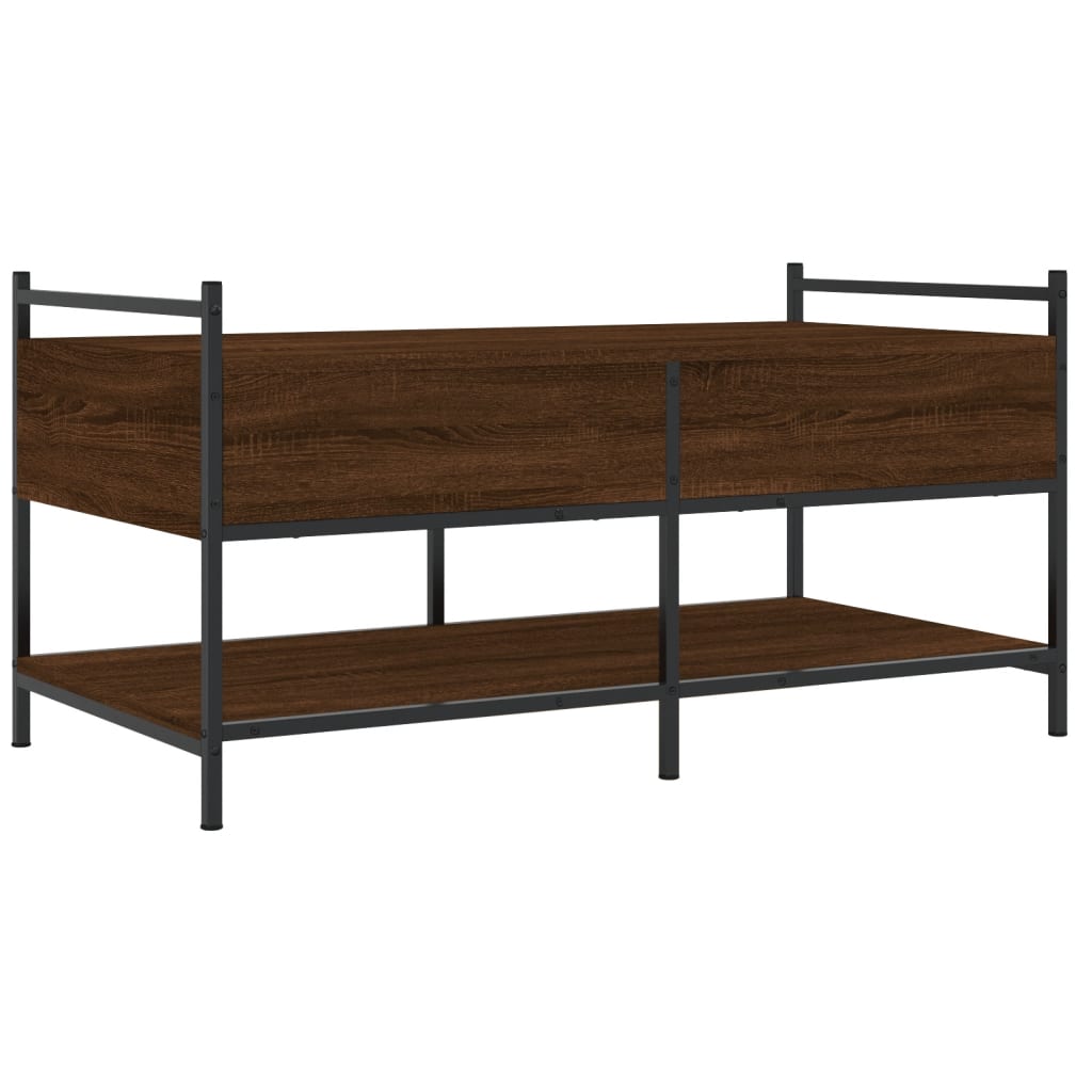 Mesa De Centro Madera De Ingeniería Roble Marrón 99X50X50 Cm