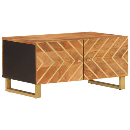 Mesa De Centro Madera Maciza De Mango Negro Marrón 80X50X40 Cm