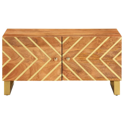 Mesa De Centro Madera Maciza De Mango Negro Marrón 80X50X40 Cm