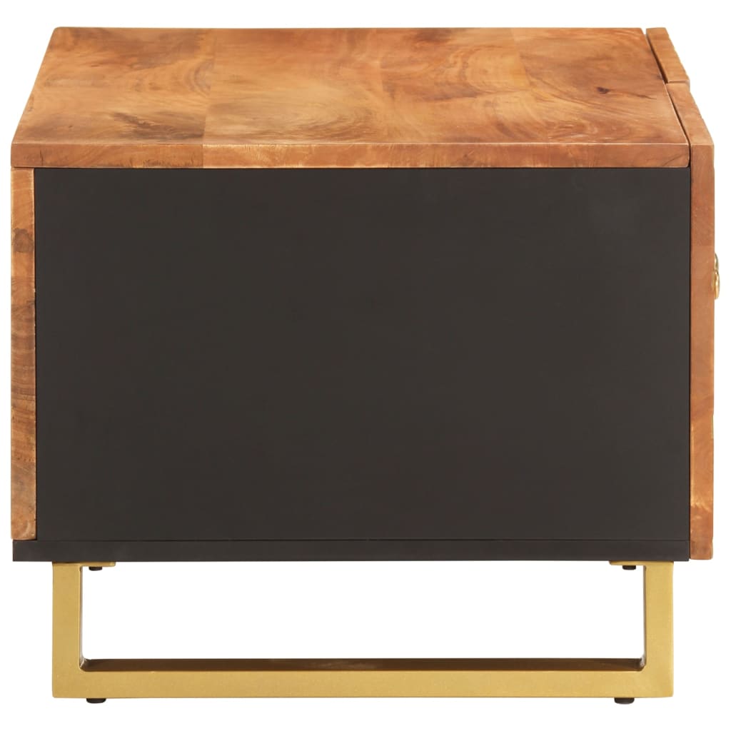 Mesa De Centro Madera Maciza De Mango Negro Marrón 80X50X40 Cm