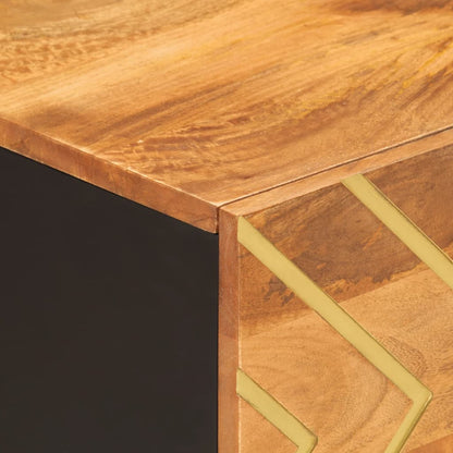 Mesa De Centro Madera Maciza De Mango Negro Marrón 80X50X40 Cm